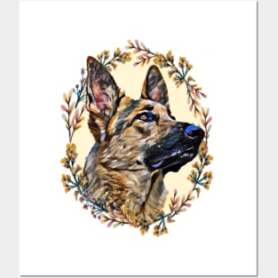 German Shepherd - Floral Posters and Art